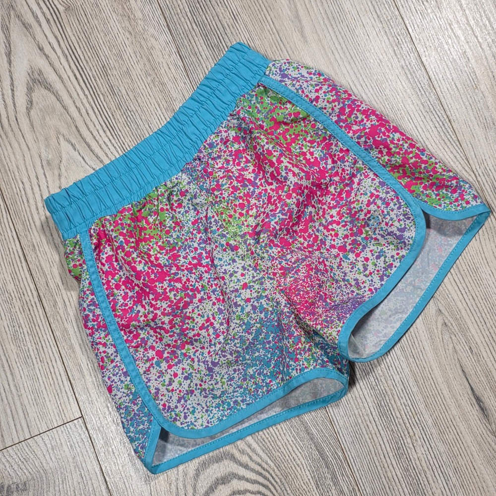 Skechers Active Splatter Print Running Shorts - Blue Pink - Little Girls Size 5T